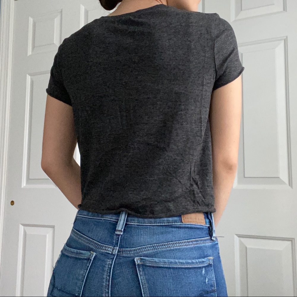 Dark Gray Cropped Tie Tee - Picture 4 of 7